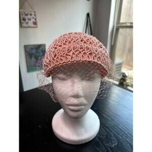 Vintage- powder pink- light pink- ladies headpiece factors with meeting - OSFM